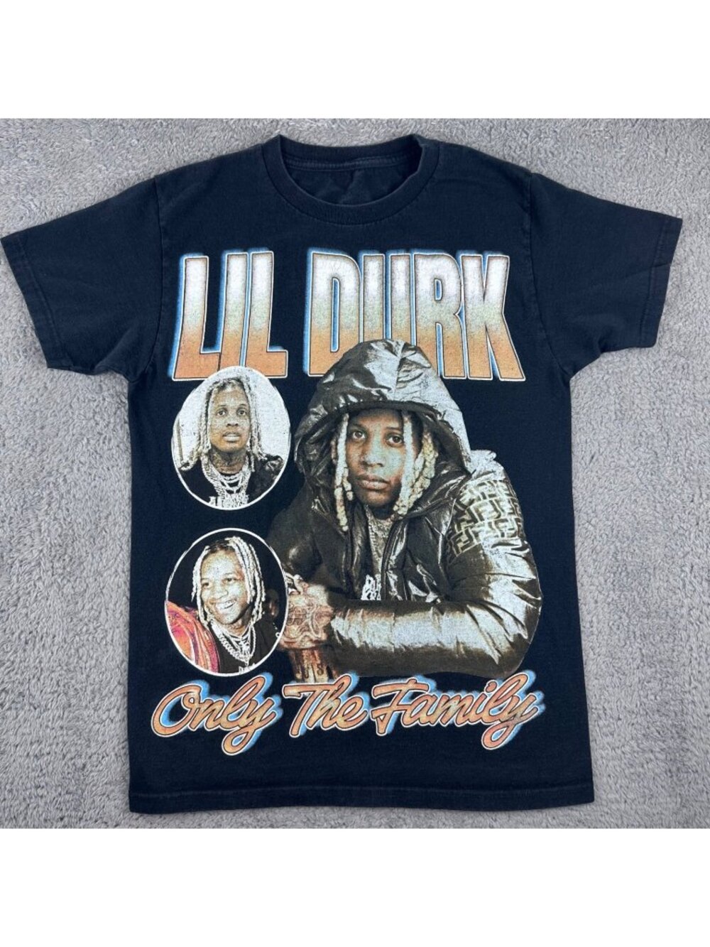 Lil Durk Graphic Tee Mens Small Black Only The Family OTF Rap Shirt Streetwear